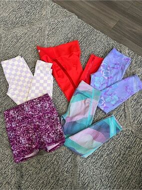 All in Motion Kids Girls Red Purple Active Leggings S